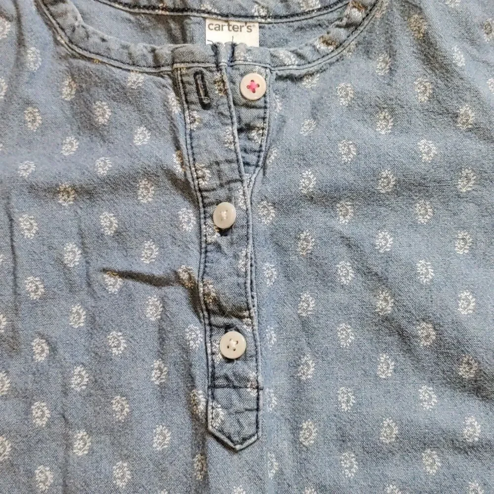 Carters long sleeve 3T blue cotton chambray spring boho Easter denim shirt